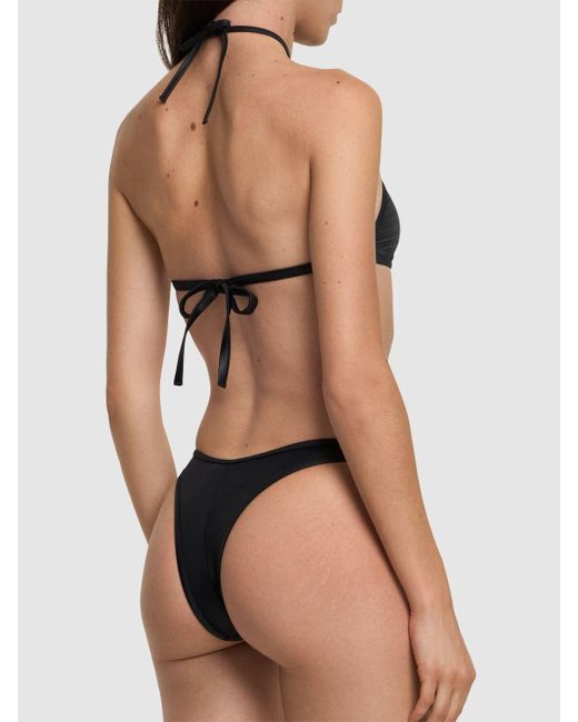 Palm Angels Black Monogram Crossover Lycra Bikini Top