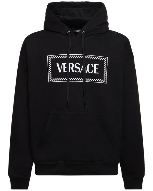 Versace Black Logo Cotton Hoodie for men