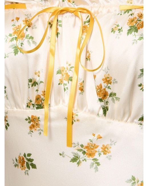 Reformation Natural Erdem Ruffled Floral-print Silk-charmeuse Midi Dress