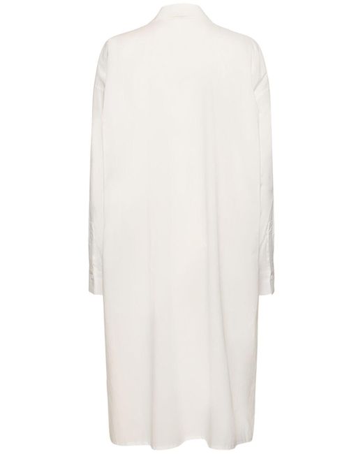 Vestido midi asimétrico de algodón fruncido Yohji Yamamoto de color White