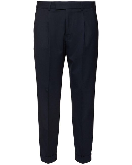 PT Torino Blue Rebel Pleated Stretch Wool Pants for men