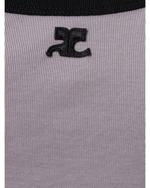 Courreges Gray T-shirt Aus Baumwolle Mit Kontrastdetails