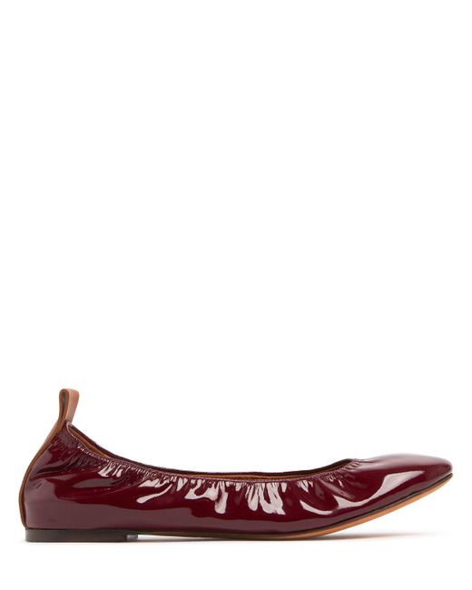 Lanvin Red 10mm Glossy Leather Ballerina Flats