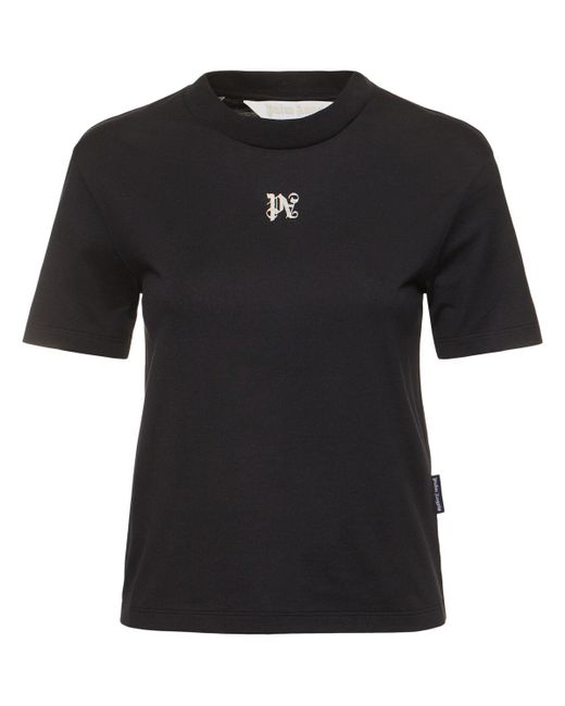 T-shirt cintré en coton monograf Palm Angels en coloris Black