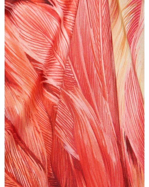 Robe longue en sergé de soie imprimée Roberto Cavalli en coloris Red