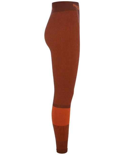 Leggings de punto de lana acanalada Nagnata de color Brown