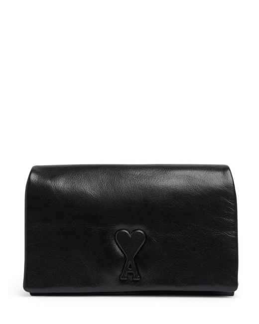 AMI Black Voulez Vous Leather Wallet Clutch