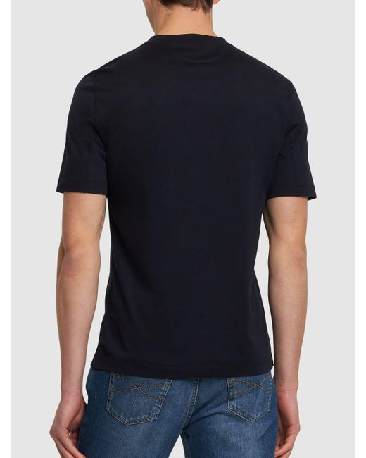 Camiseta de jersey de algodón con logo Brunello Cucinelli de hombre de color Blue