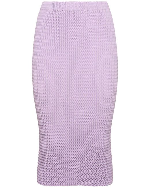 Issey Miyake Purple Pleated Cotton Blend Skirt