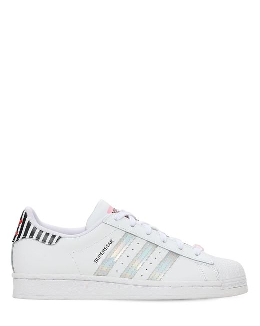 adidas Originals Leather Zebra Superstar Bold Sneakers in White | Lyst