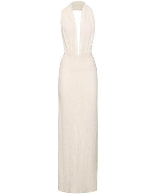 Ludovic de Saint Sernin White Bandeau Linen Blend Halter Neck Dress