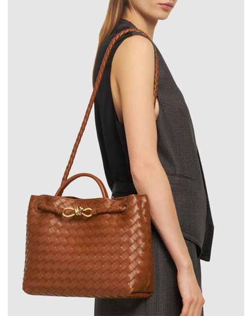 Bottega Veneta Brown Medium Andiamo Leather Top Handle Bag