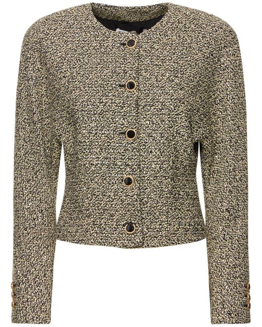 Alessandra Rich Multicolor Collarless Sequined Tweed Jacket