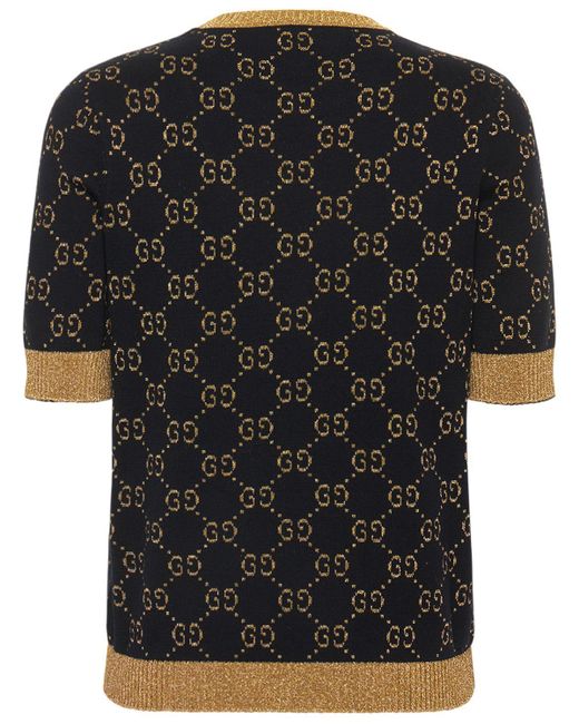 Gucci Multicolor GG-logo Lame' Cotton Jacquard Knit Sweater