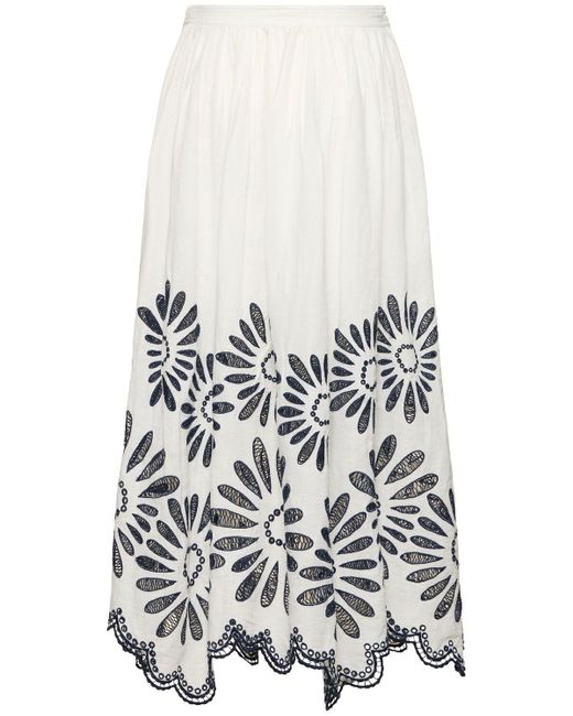 Annisa embroidered long skirt di Ulla Johnson in White