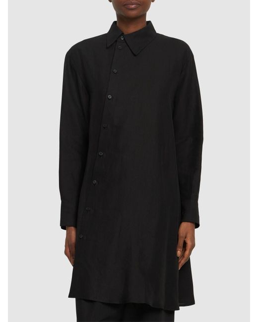 Camicia asimmetrica in gabardina di Yohji Yamamoto in Black