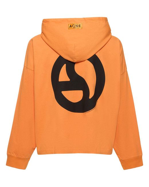 Acne Orange Logo Cotton Hoodie for men