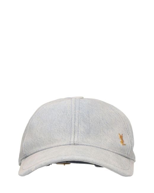 Cappello baseball in denim di cotone di Saint Laurent in Gray