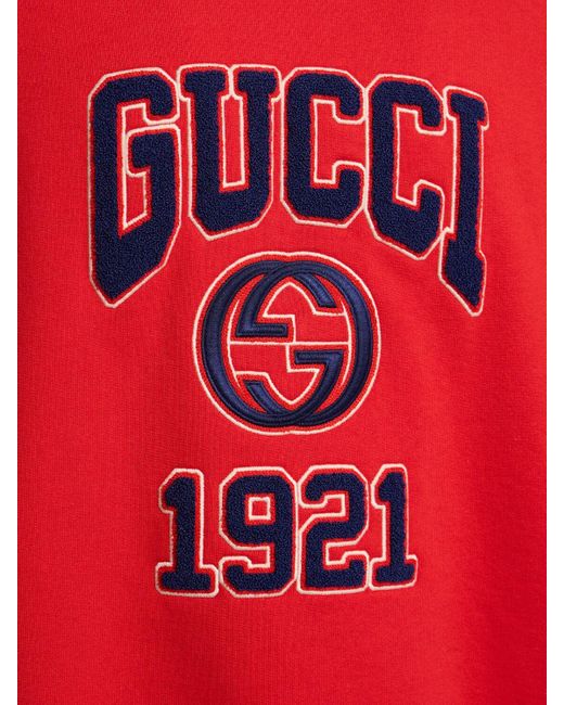Gucci Red Light Cotton Crewneck Sweatshirt for men
