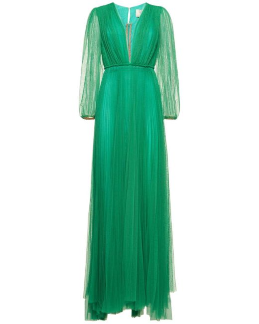 Maria Lucia Hohan Green Janelle Sheer Tulle Long Dress