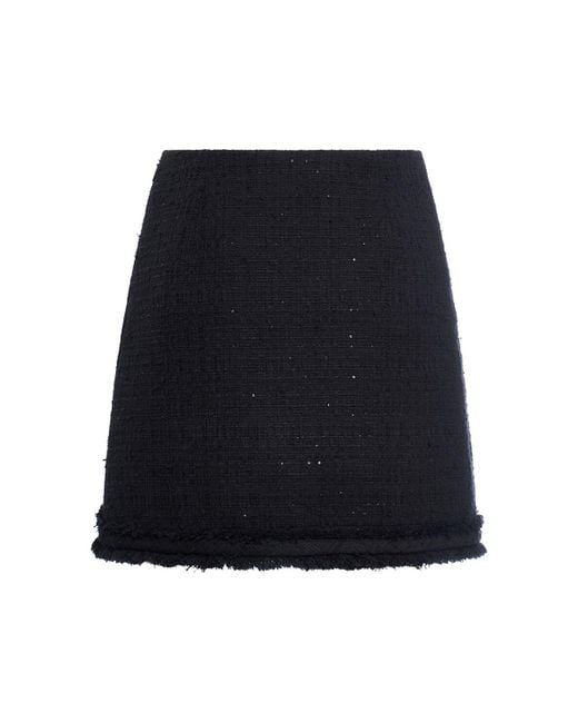 Versace Black Shiny Cotton Blend Tweed Mini Skirt