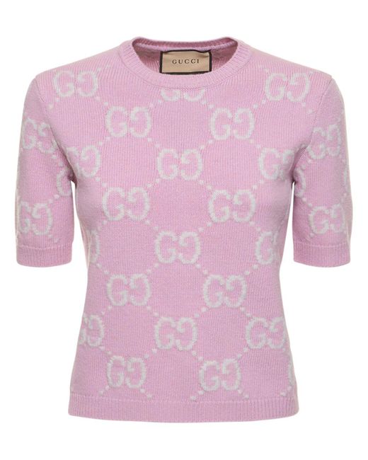 Gucci Pink gg Knit Wool Top