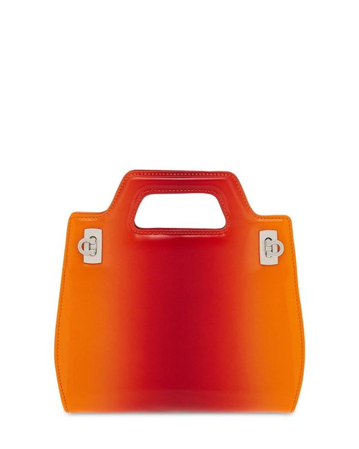 Ferragamo Orange Mini Handtasche Aus Leder "wanda"