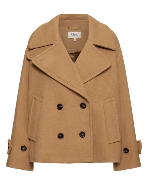Chloé Iconic ソフトウールブレンドショートコート Brown