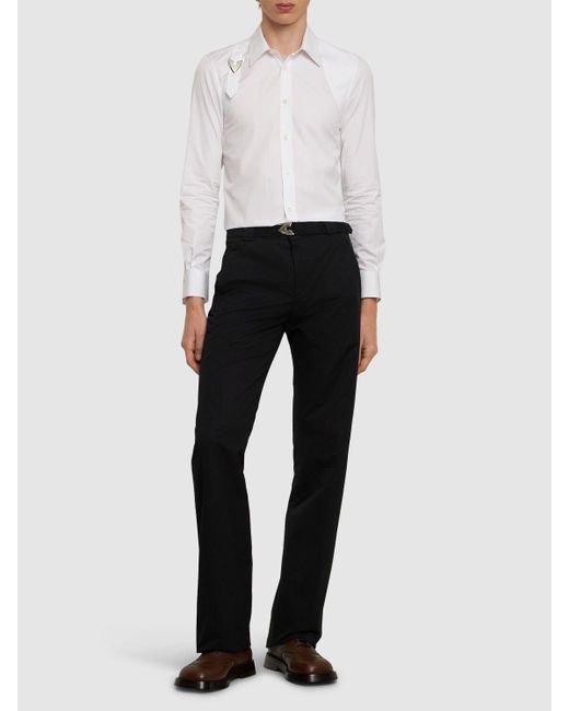 メンズ Alexander McQueen ハーネスバックル コットンシャツ White