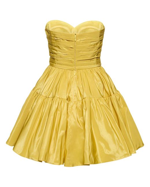 Zuhair Murad Yellow Strapless Taffeta Mini Dress