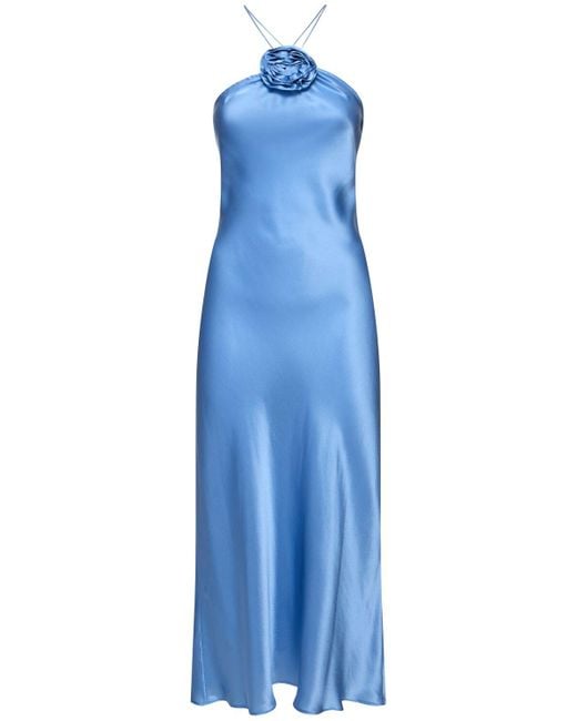 Designers Remix Blue Sadie Silk Satin Long Dress