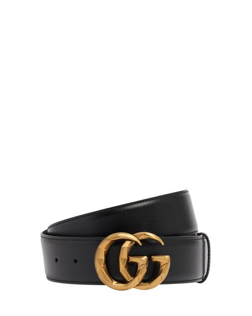 Cintura gg marmont in pelle 4cm di Gucci in Black da Uomo