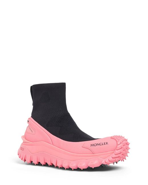 Moncler Pink 45mm Hohe Nylonstricksneakers "trailgrip"