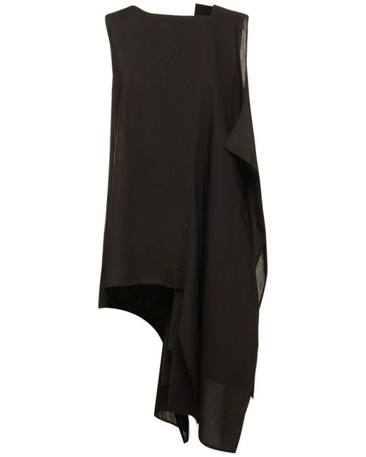 Haut asymétrique sans manches en coton drapé Yohji Yamamoto en coloris Black