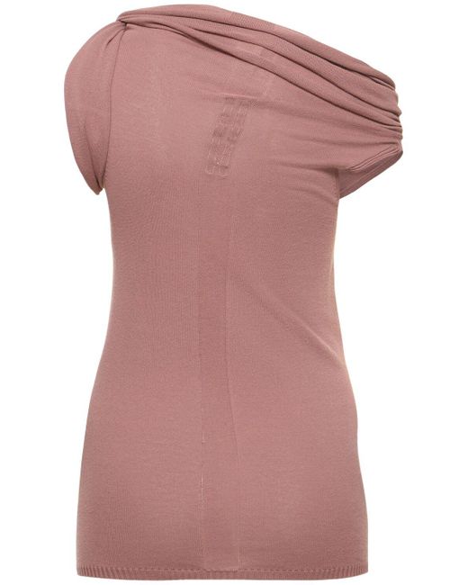 Rick Owens Pink Twisted Jersey Sleeveless Top