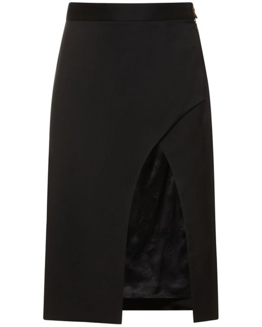 Vivienne Westwood Black Rita Wool Serge Maxi Slit Midi Skirt