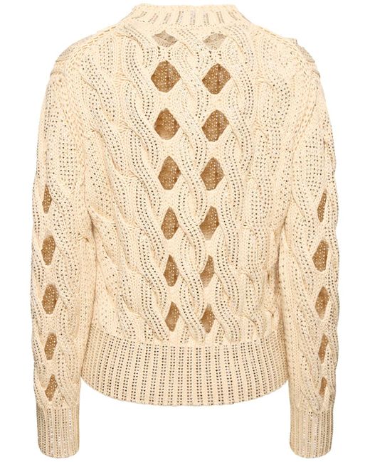 Ermanno Scervino Natural Cotton Blend Openwork Sweater