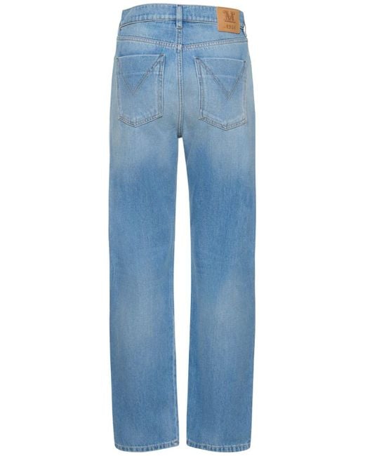 Jeans rectos de denim con cintura alta Max Mara de color Blue