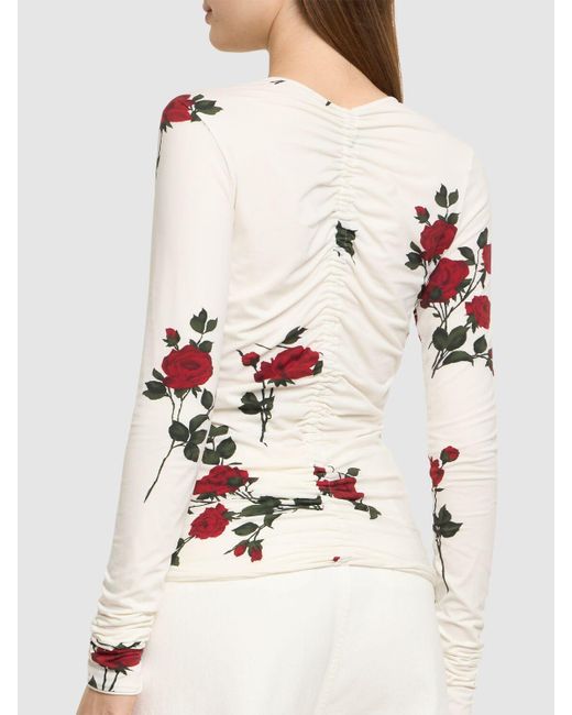 Magda Butrym Natural Rose Printed Jersey Long Sleeve Top