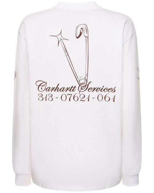 Carhartt White Safety Pin Long Sleeve T-shirt