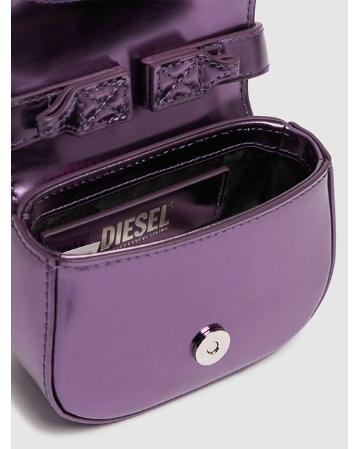 DIESEL Xs 1dr メタリックレザートップハンドルバッグ Purple