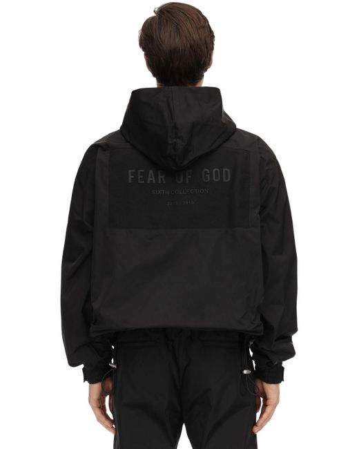 Fear Of God Black Logo Hooded Nylon Zip-up Jacket for men