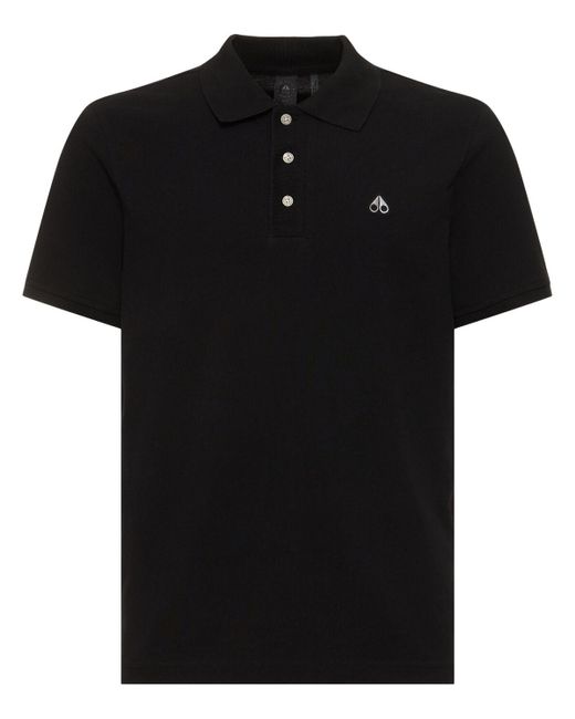 Moose Knuckles Black Piqué Cotton Polo Shirt for men