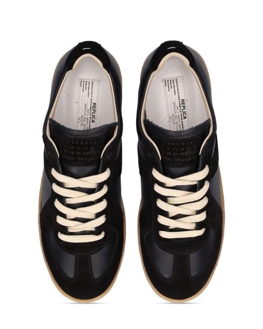 Maison Margiela Black Replica Leather & Suede Low Top Sneakers for men