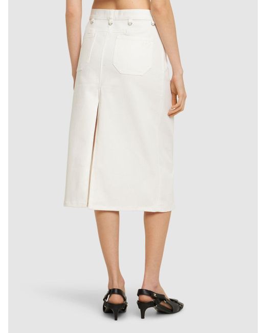 Courreges White Multiflex Cotton Denim Midi Skirt