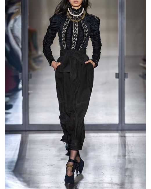 Pantaloni Vita Alta In CamoscioZimmermann in Pelle scamosciata di colore  Nero | Lyst