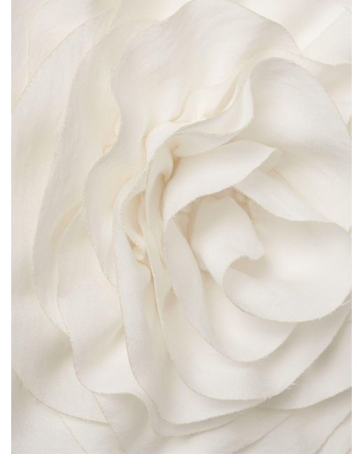 Blumarine White Gewaschene Gabardine-oberteil Mit Rose