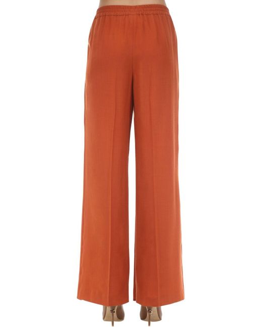Agnona Wide Leg Wool & Cashmere Pants in Orange - Lyst