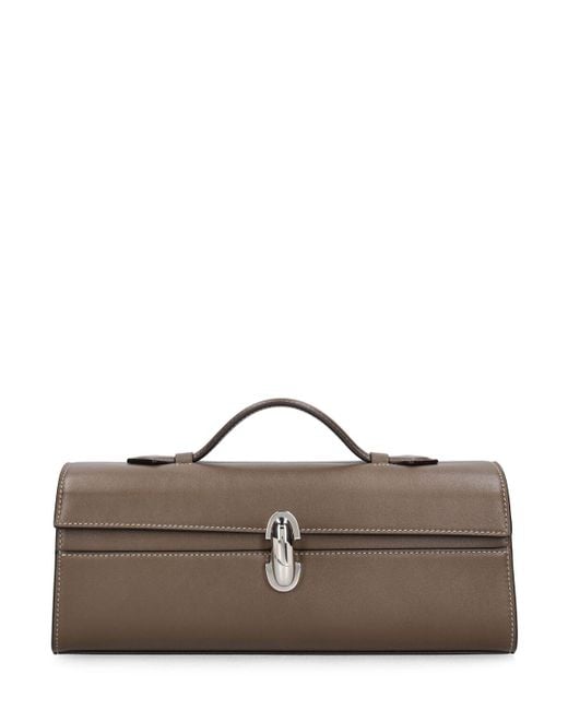 SAVETTE Brown Slim Symmetry Smooth Leather Bag