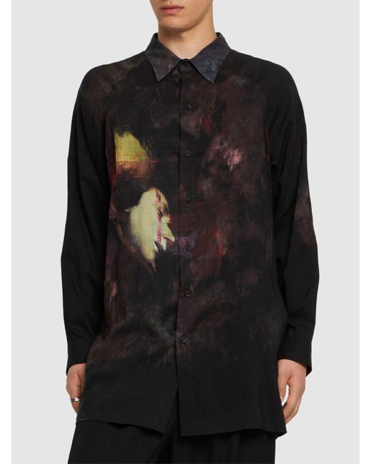 Camisa estampada Yohji Yamamoto de hombre de color Black